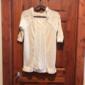 Anthropology Meadow Rue hoodie embroidered sweater. Small. Cream